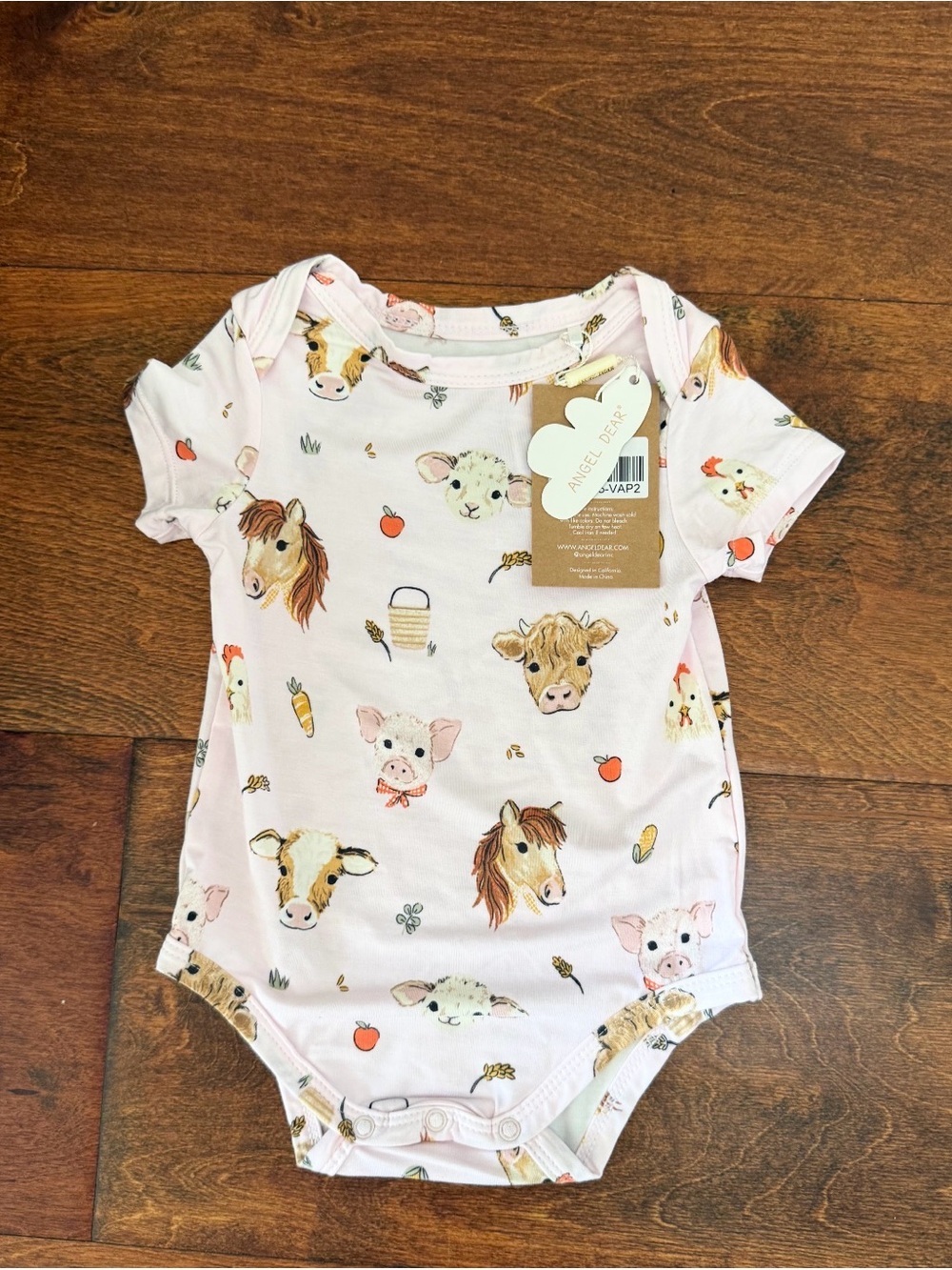 Angel Dear Light Pink Farm Animal Short-Sleeve One-Piece